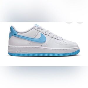 Nike Air Force 1 Low White and Light Blue Athletic Shoes